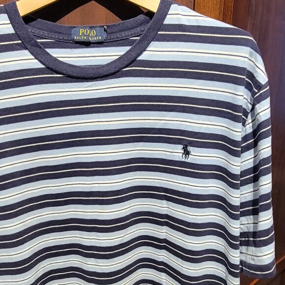 Polo ralph Lauren 2XB Blue Stripe Crewneck T-Shirt - Picture 1 of 3